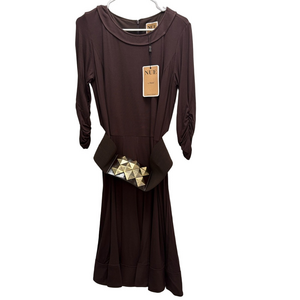 Nue by Shani A-line Dress With Belt Size 14 Brown